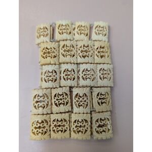 Vintage Chinese Handcarved Fish bone Chinese fortune bracelets As Is Lot Of 5